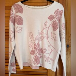 Floral Pink and Cream Women's Sweater